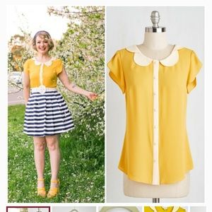 Modcloth teachers petal top Yellow mustard